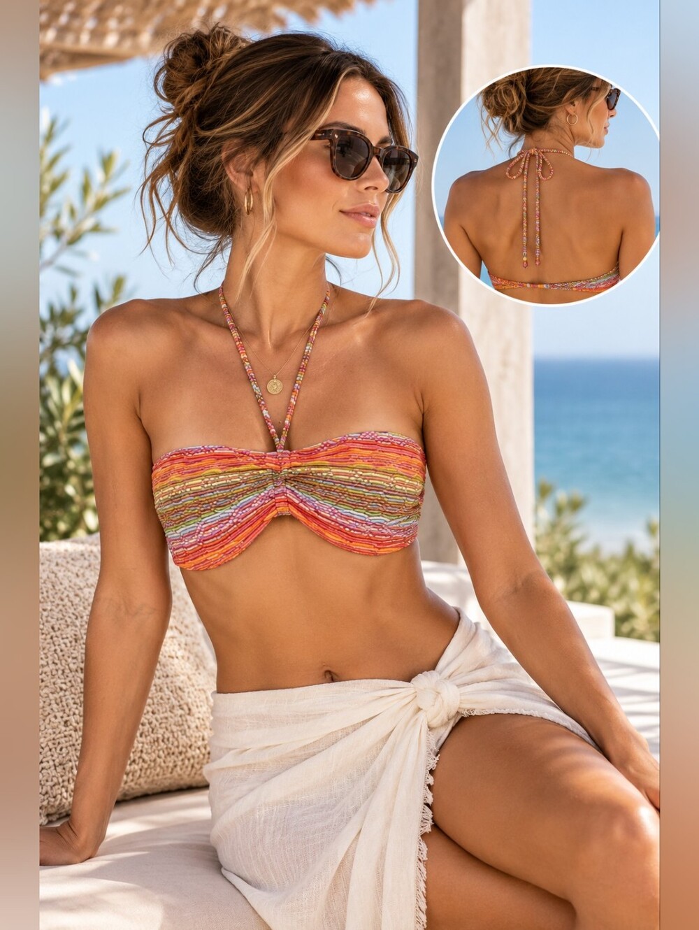 Shoshanna bandeau tie behind neck bikini top nwt